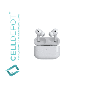 Apple Airpods Pro Segunda Generación Vista 360 - Imagen que resalta la frontal del Airpods Pro en tono Blanco. Muestra el diseño elegante del dispositivo, destacando su atractivo color Blanco y las características distintivas del Airpods Pro .