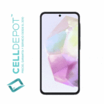 Samsung A35 Navy Blue Vista 360 - Imagen que resalta la frontal del A35 en tono Azul Oscuro. Muestra con detalle la pantalla de vanguardia y el diseño elegante del dispositivo, destacando su atractivo color Azul Oscuro y las características distintivas del A35.