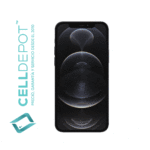 iPhone 12 Pro Graphite Vista 360 - Imagen que resalta la frontal del 12 Pro en tono Gráfito. Muestra con detalle la pantalla de vanguardia y el diseño elegante del dispositivo, destacando su atractivo color Gráfito y las características distintivas del 12 Pro.