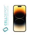 iPhone 14 Pro Gold Vista 360 - Imagen que resalta la frontal del 14 Pro en tono Dorado. Muestra con detalle la pantalla de vanguardia y el diseño elegante del dispositivo, destacando su atractivo color Dorado y las características distintivas del 14 Pro.